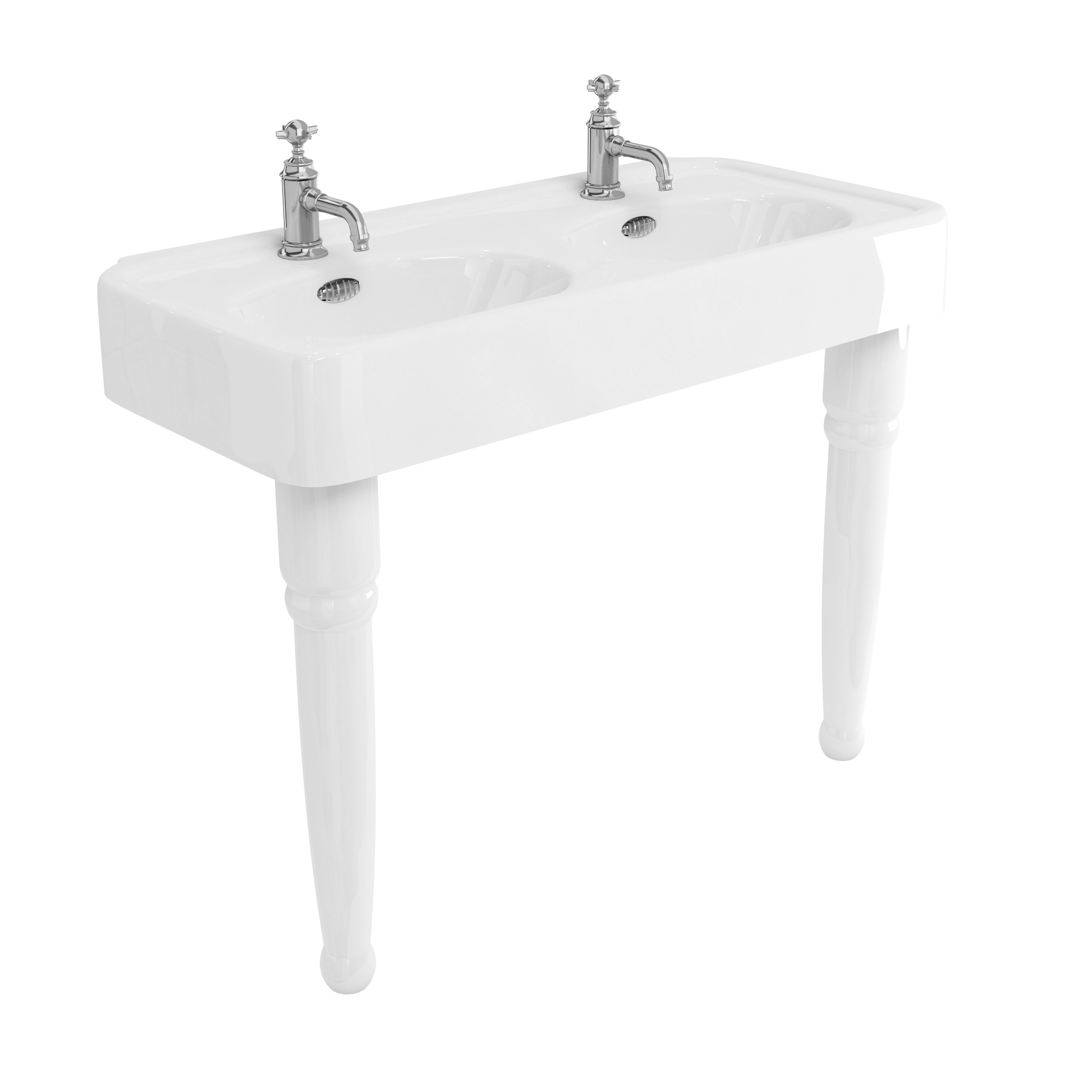 Arcade 1200mm basin with chrome overflow & ceramic console legs